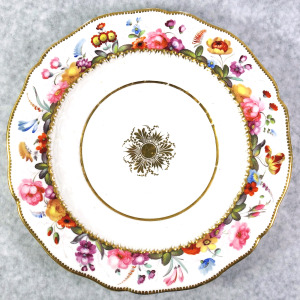 A fine antique John Rose Coalport hockey sticks porcelain David Evans Plate C.1820