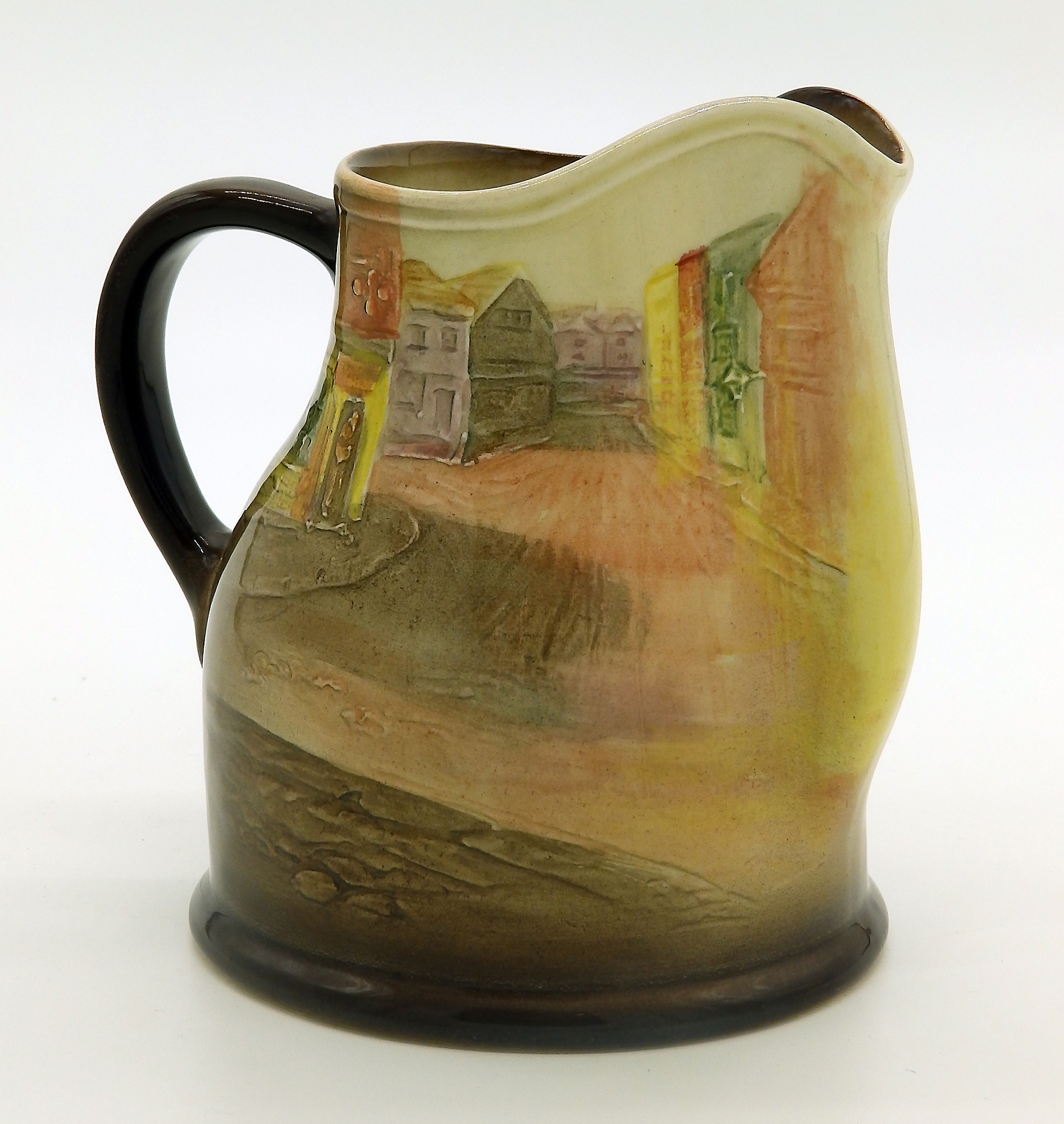 A scarce & good Royal Doulton relief pottery Series Dickensian Jug C.1930's