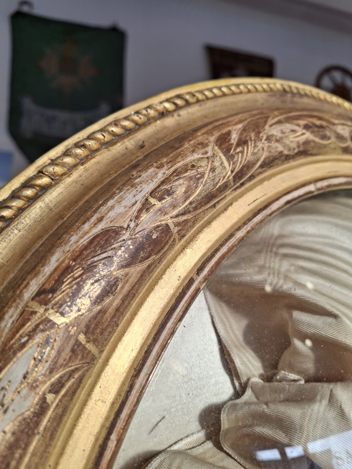 Early 20th Century Gilt Framed Glass Domed Communion Commemoration.