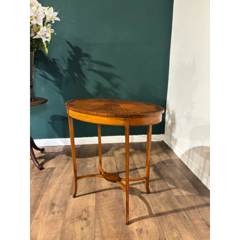 Edwardian Inlaid Oval Window / Side Table