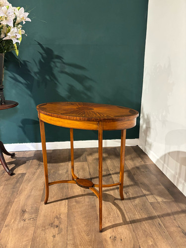 Edwardian Inlaid Oval Window / Side Table
