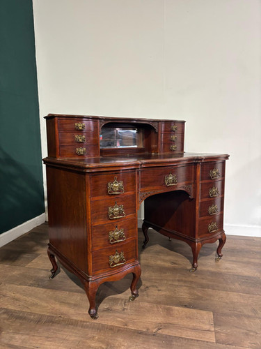 Edwardian Mahogany Gallery Back Kneehole Desk