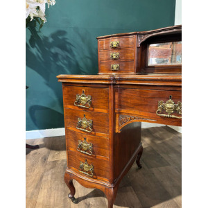 Edwardian Mahogany Gallery Back Kneehole Desk