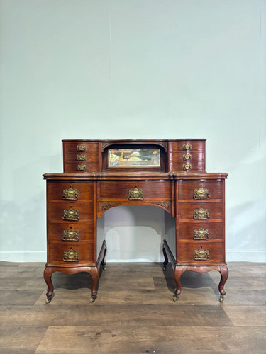 Edwardian Mahogany Gallery Back Kneehole Desk