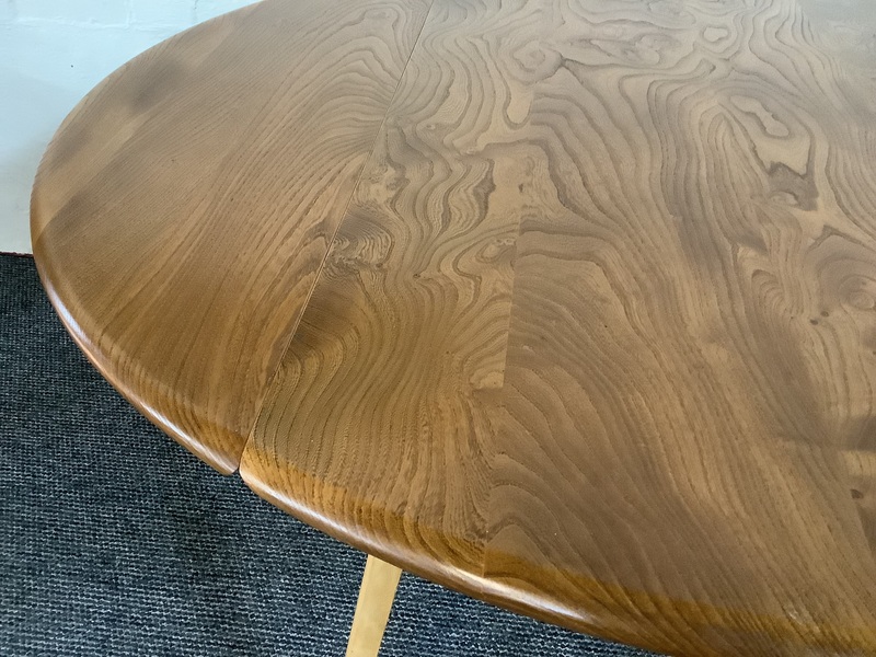 Ercol Windsor 384 Drop Leaf Dining Table In Original Natural Elm Finish.