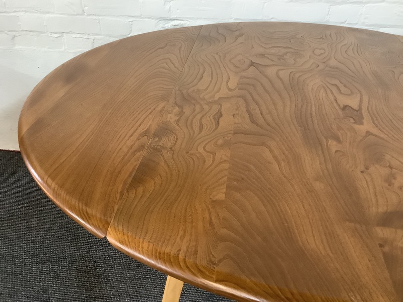 Ercol Windsor 384 Drop Leaf Dining Table In Original Natural Elm Finish.