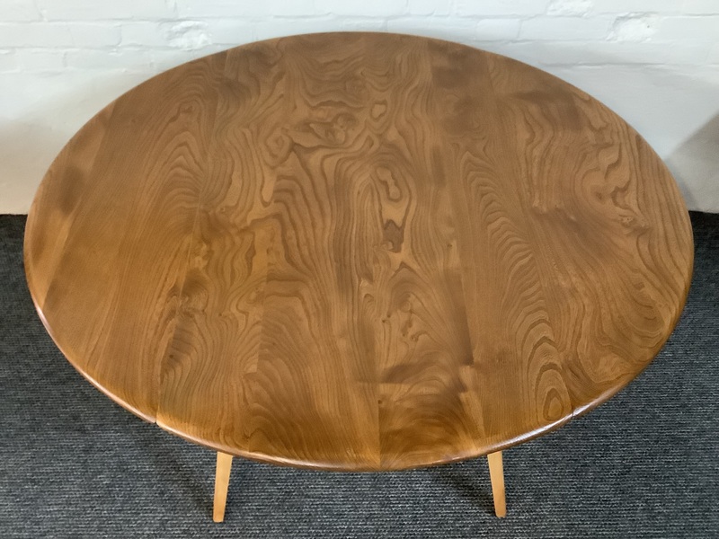 Ercol Windsor 384 Drop Leaf Dining Table In Original Natural Elm Finish.