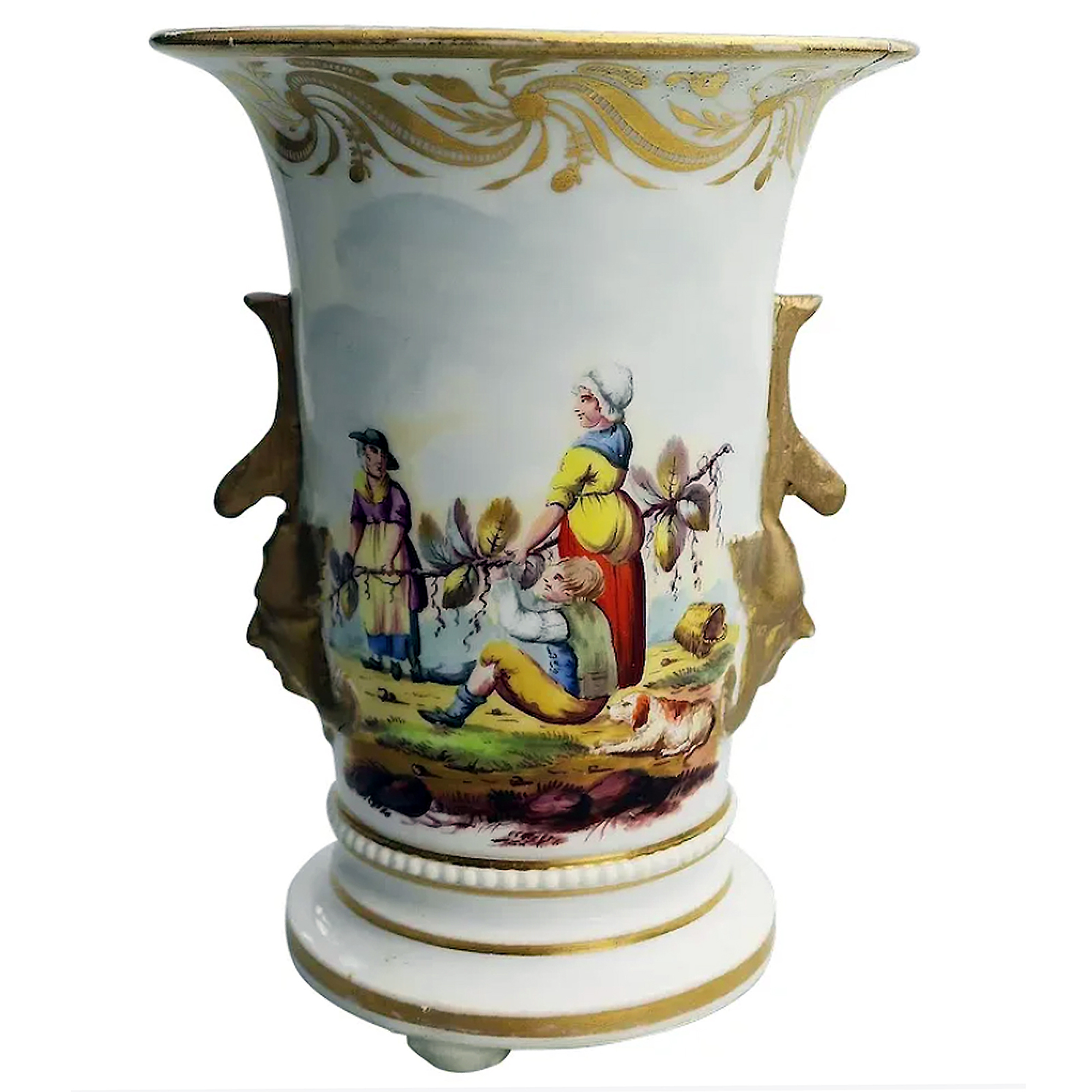An antique Continental porcelain hand-painted scenic Vase C.early 19thC