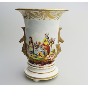 An antique Continental porcelain hand-painted scenic Vase C.early 19thC