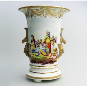 An antique Continental porcelain hand-painted scenic Vase C.early 19thC