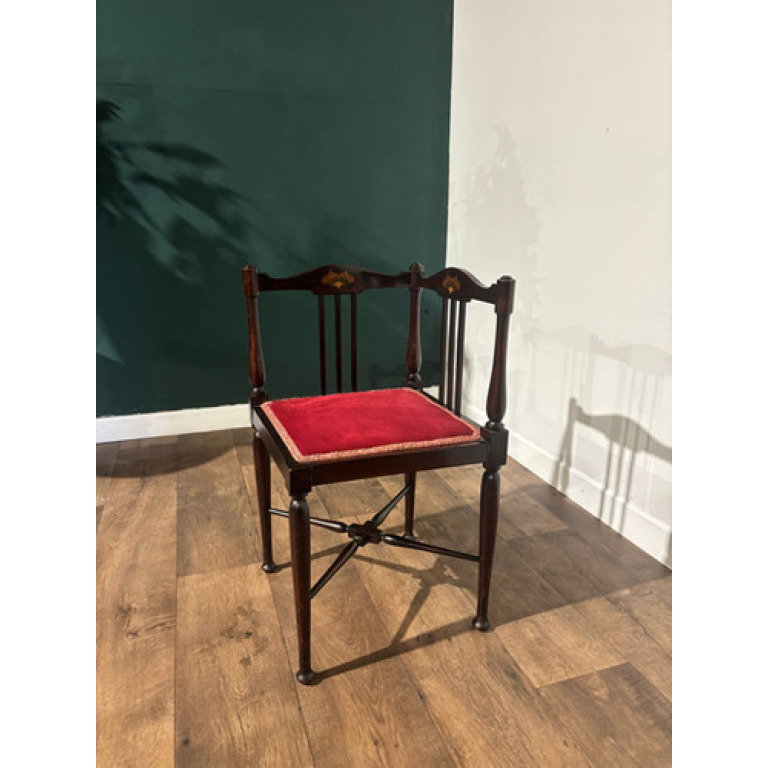 Inlaid Mahogany Corner Chair