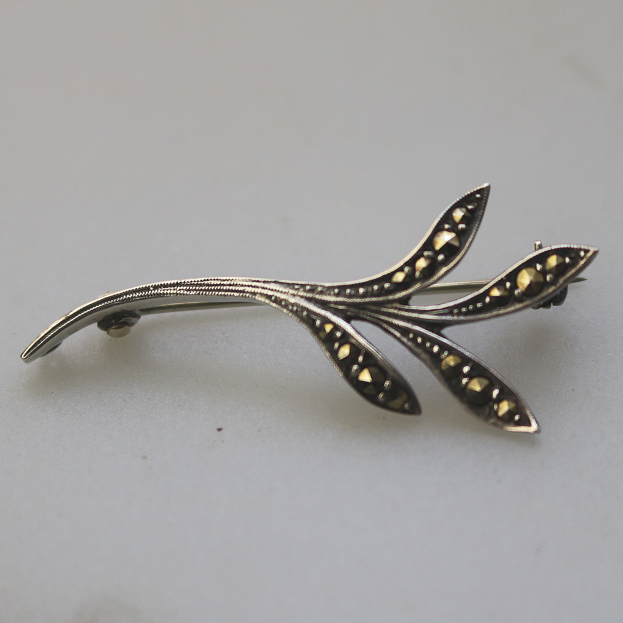 English solid silver & Marcasite Bernard Instone designer novelty Brooch C.1963