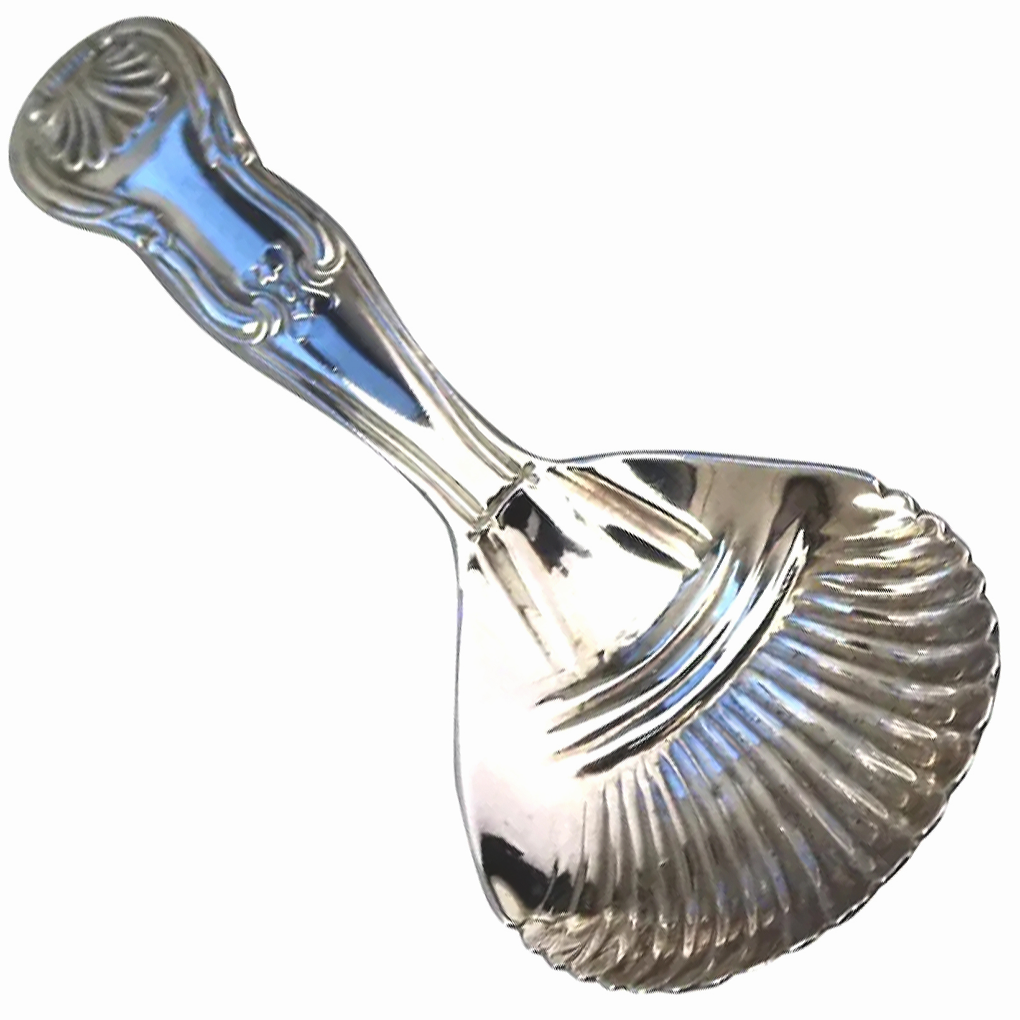 An antique Georgian Irish solid silver Kings handle Caddy Spoon Dublin C.1822
