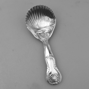 An antique Georgian Irish solid silver Kings handle Caddy Spoon Dublin C.1822