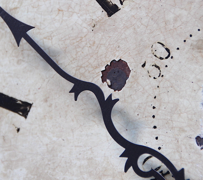 Large 51cm 18th Century Original Iron Grandfather/Longcase Clock Dial. Fully Guaranteed.