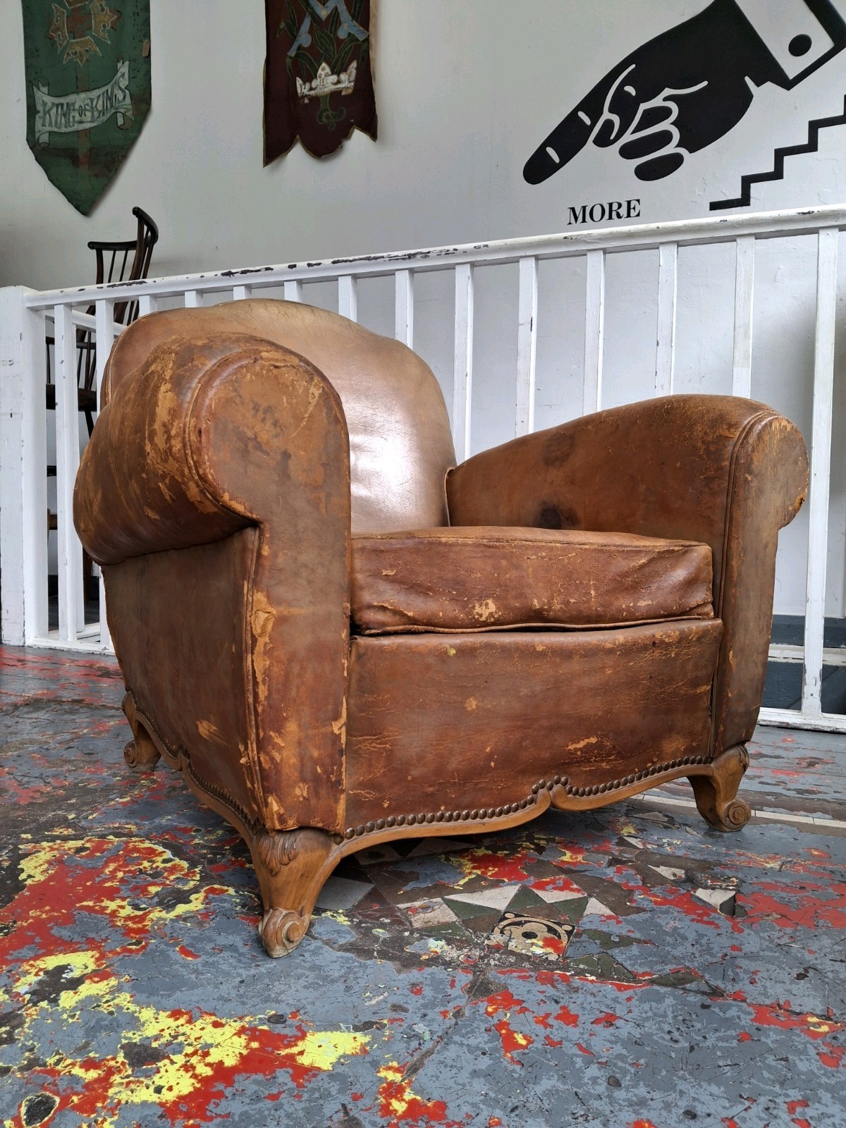 Late 19th Century French Leather Club Chair/Armchair. Antique/Vintage