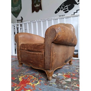 Late 19th Century French Leather Club Chair/Armchair. Antique/Vintage