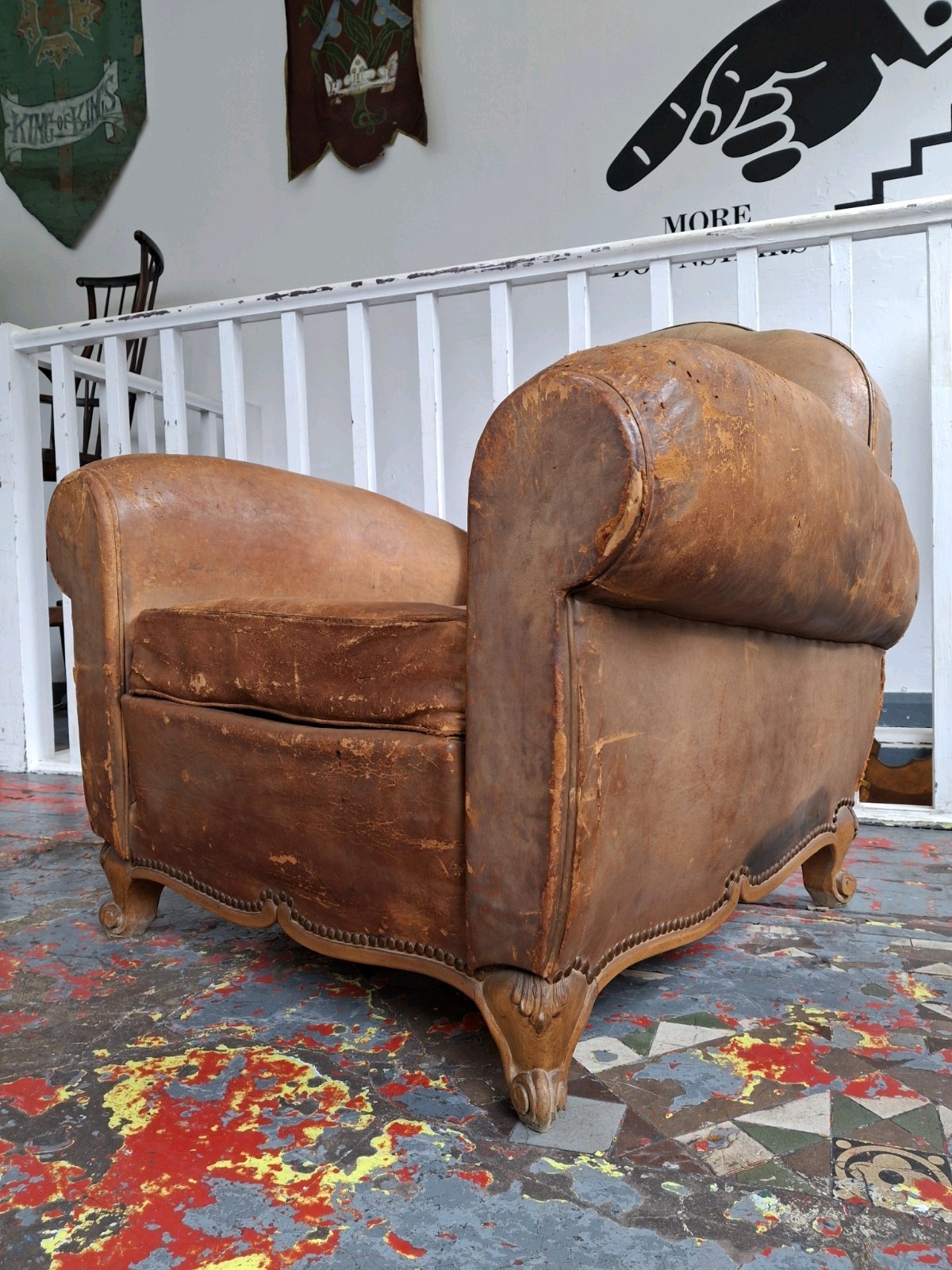 Late 19th Century French Leather Club Chair/Armchair. Antique/Vintage