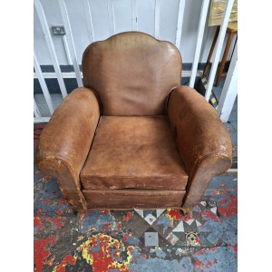 Late 19th Century French Leather Club Chair/Armchair. Antique/Vintage