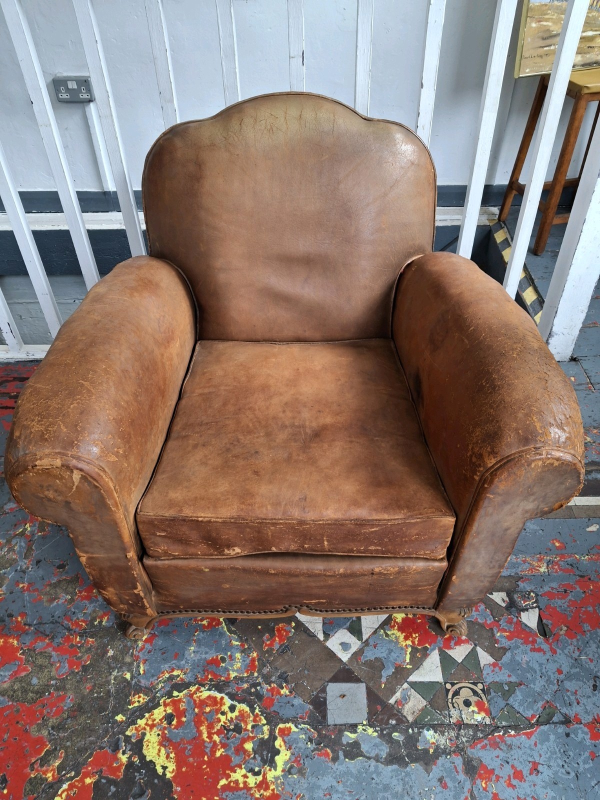 Late 19th Century French Leather Club Chair/Armchair. Antique/Vintage