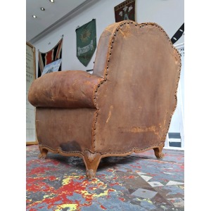 Late 19th Century French Leather Club Chair/Armchair. Antique/Vintage
