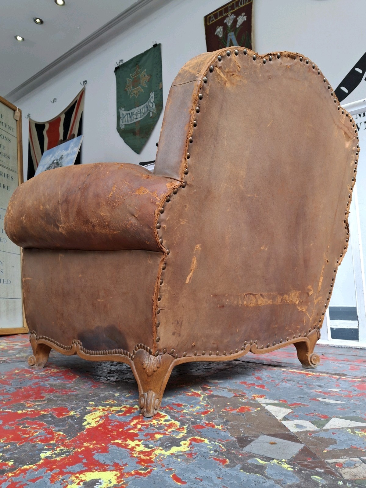 Late 19th Century French Leather Club Chair/Armchair. Antique/Vintage