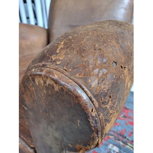 Late 19th Century French Leather Club Chair/Armchair. Antique/Vintage