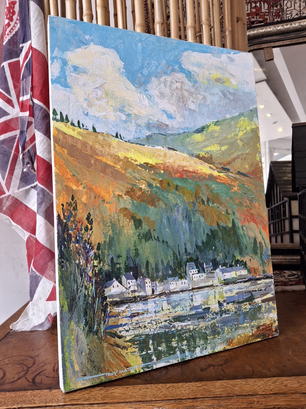 Late 20th Century Oil On Board Landscape Painting. Vintage/Art/Mid Century