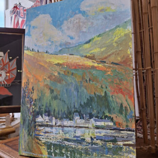 Late 20th Century Oil On Board Landscape Painting. Vintage/Art/Mid Century