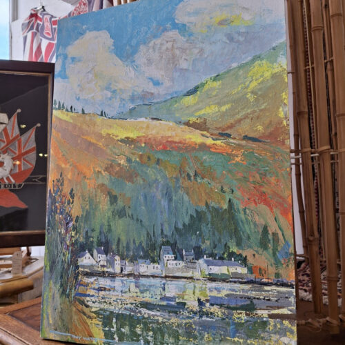 Late 20th Century Oil On Board Landscape Painting. Vintage/Art/Mid Century