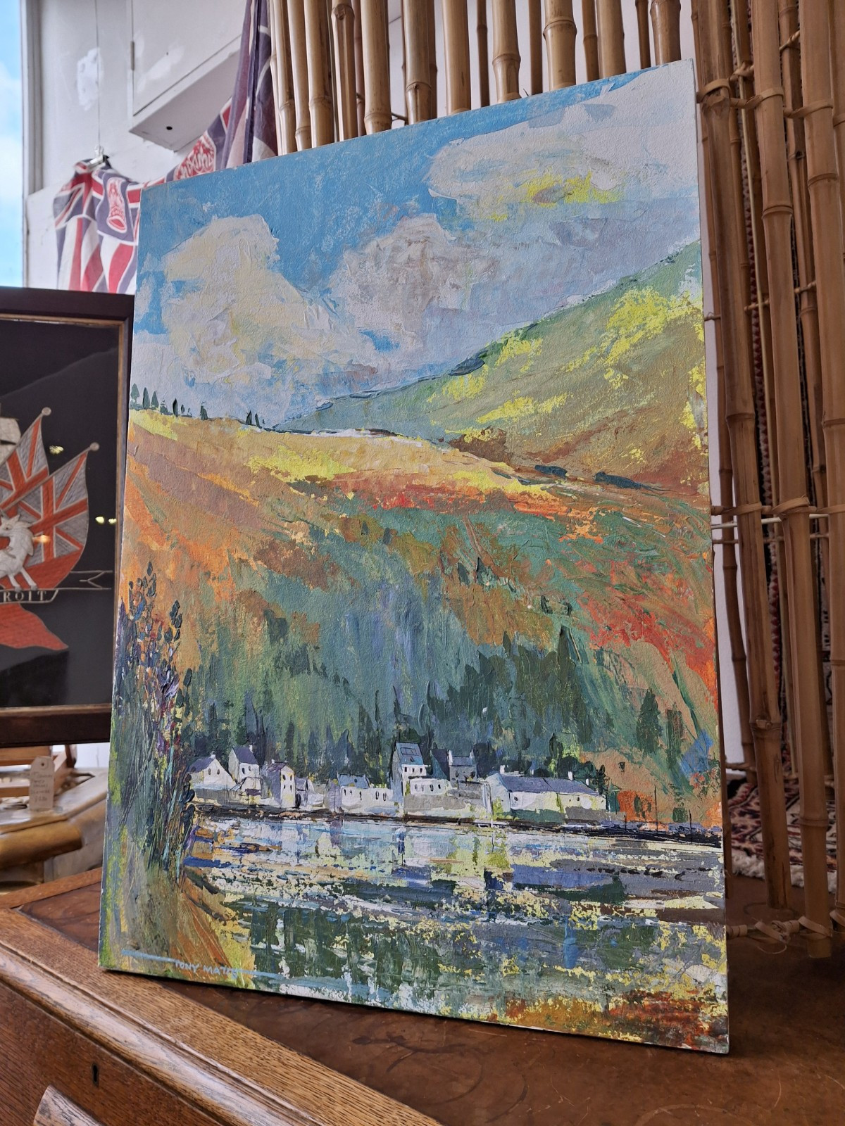 Late 20th Century Oil On Board Landscape Painting. Vintage/Art/Mid Century