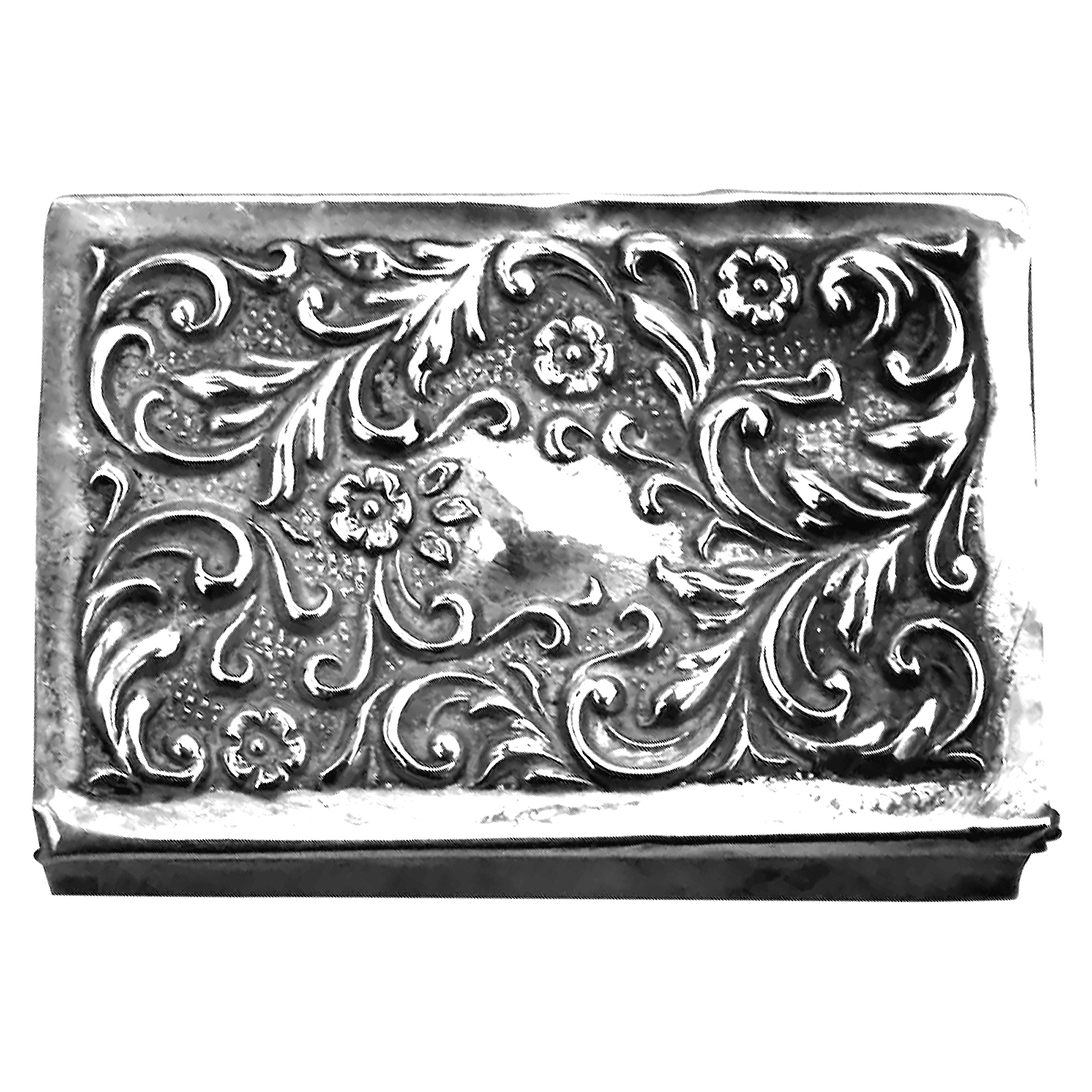 An antique Art Nouveau English solid silver repousse Matchbox Cover C.1904