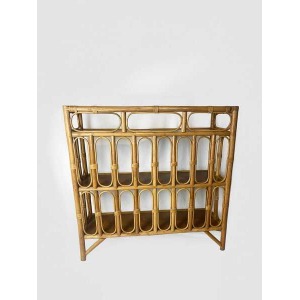 Mid Century Bamboo Display Case, Vintage Bamboo Shelves, Retro Wicker And Bamboo Bookcase, 1970's Furniture