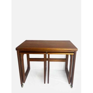 Mid Century Modern McIntosh Teak Tri Form Extendable Nest Of Tables, Vintage Furniture, Teak Wood, Trio Of Tables.