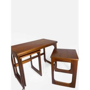 Mid Century Modern McIntosh Teak Tri Form Extendable Nest Of Tables, Vintage Furniture, Teak Wood, Trio Of Tables.