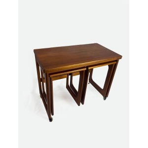 Mid Century Modern McIntosh Teak Tri Form Extendable Nest Of Tables, Vintage Furniture, Teak Wood, Trio Of Tables.