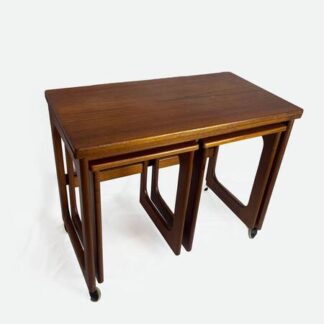 Mid Century Modern McIntosh Teak Tri Form Extendable Nest Of Tables, Vintage Furniture, Teak Wood, Trio Of Tables.