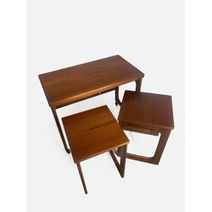 Mid Century Modern McIntosh Teak Tri Form Extendable Nest Of Tables, Vintage Furniture, Teak Wood, Trio Of Tables.
