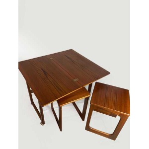 Mid Century Modern McIntosh Teak Tri Form Extendable Nest Of Tables, Vintage Furniture, Teak Wood, Trio Of Tables.