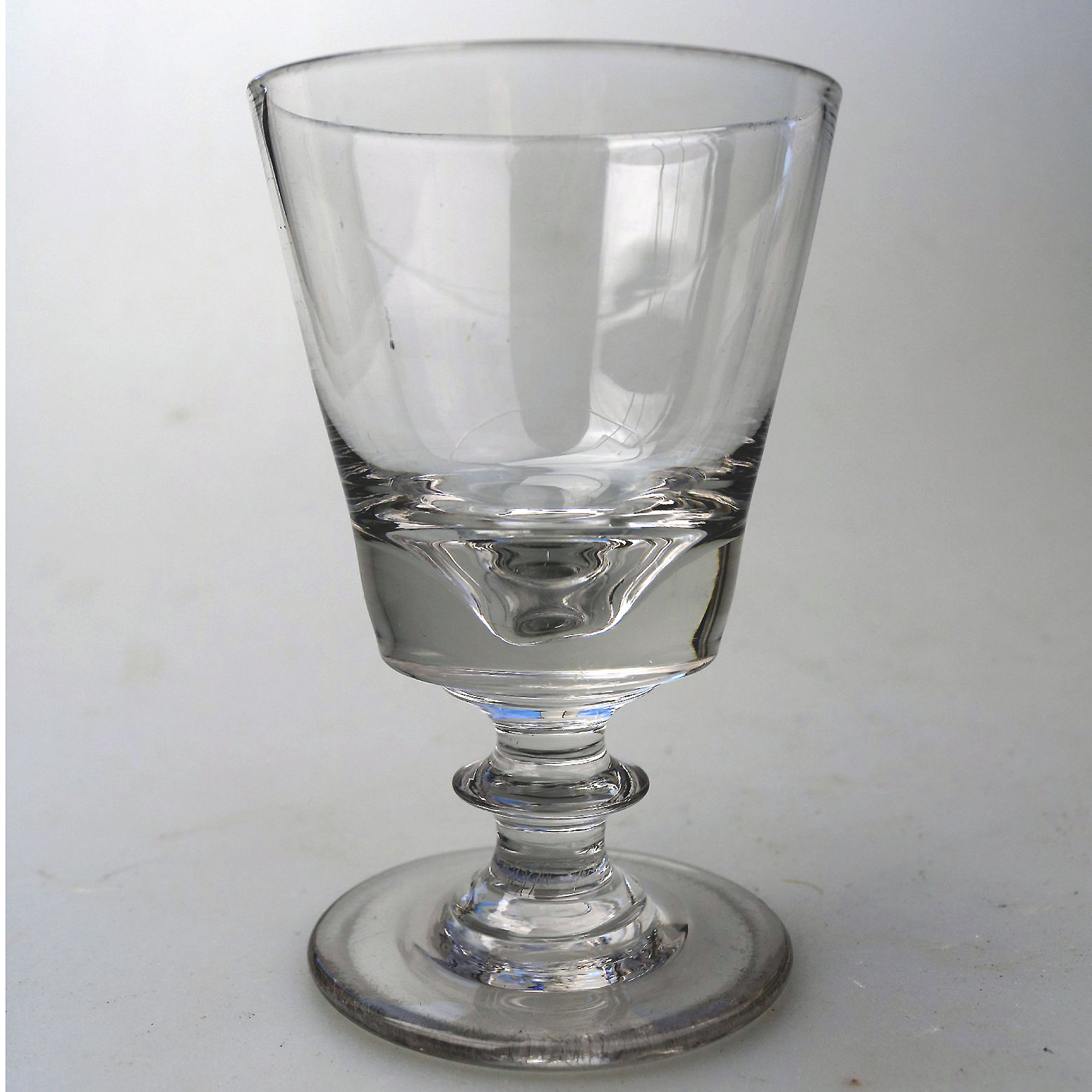 Antique stemware small novelty bucket bowl Rummer shaped deceptive glass C.19thC
