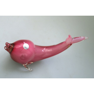 A late mid-century Murano Art Glass Sommerso Dolphin & label 20.5cm ht C.1970+