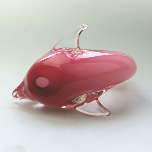A late mid-century Murano Art Glass Sommerso Dolphin & label 20.5cm ht C.1970+