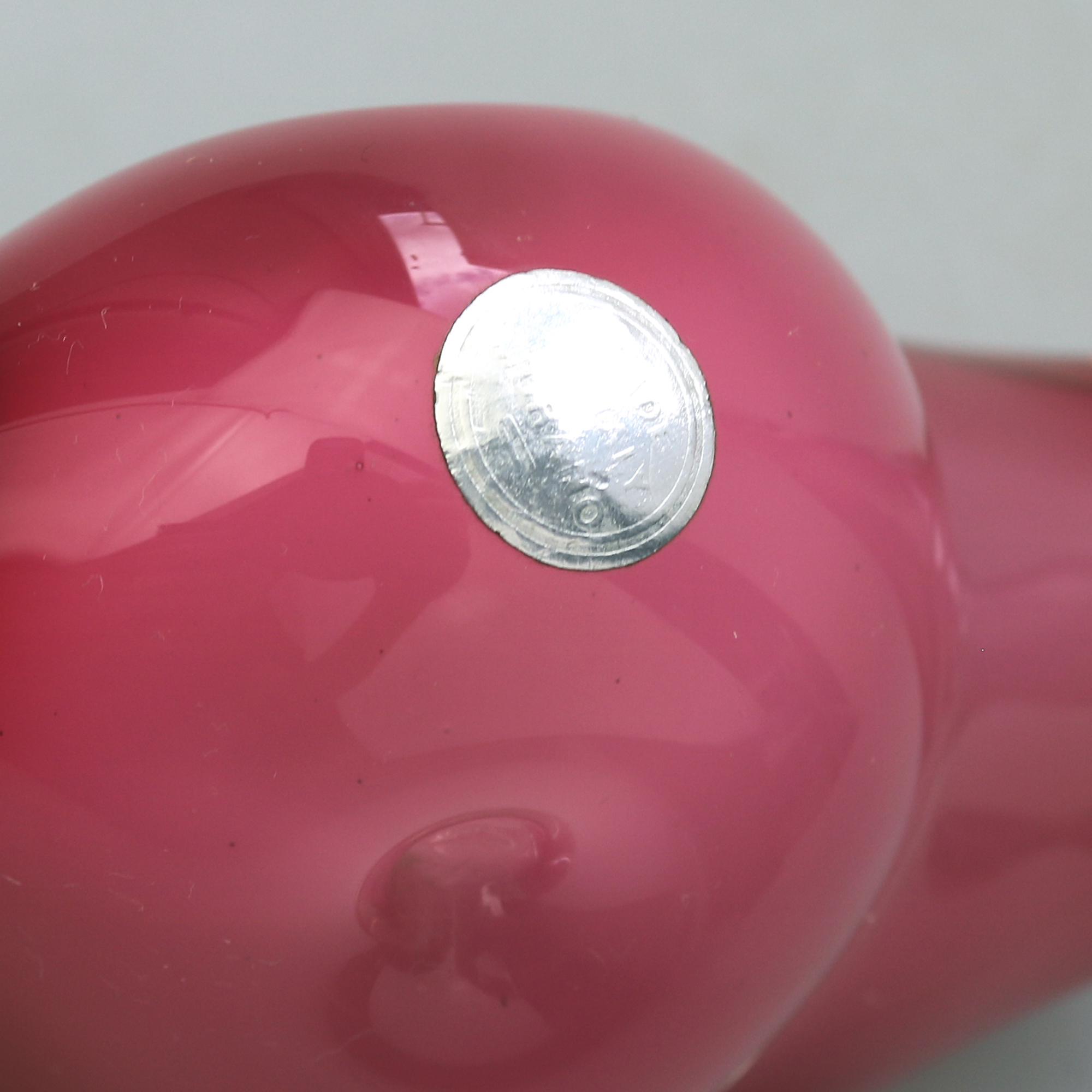 A late mid-century Murano Art Glass Sommerso Dolphin & label 20.5cm ht C.1970+