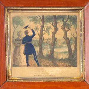 An extremely rare antique Victorian framed novelty Illusion Royalty Print C.19thC