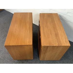 Pair Of Ercol Windsor Sideboard Cabinets In Light Finish.