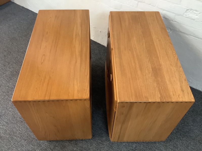 Pair Of Ercol Windsor Sideboard Cabinets In Light Finish.