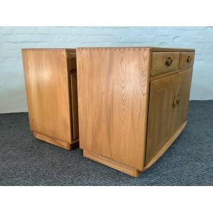Pair Of Ercol Windsor Sideboard Cabinets In Light Finish.