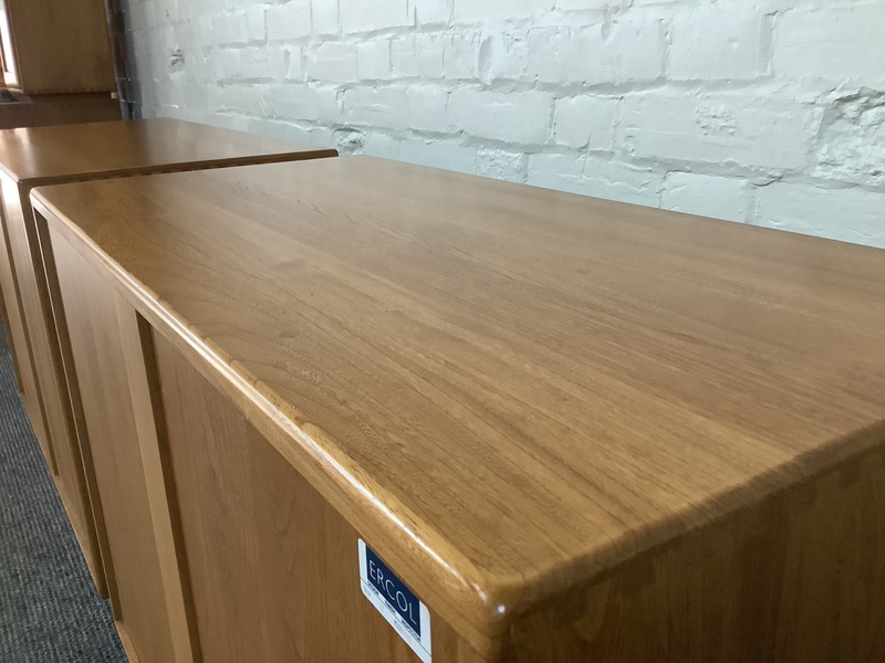 Pair Of Ercol Windsor Sideboard Cabinets In Light Finish.