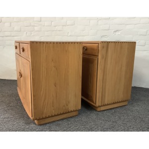 Pair Of Ercol Windsor Sideboard Cabinets In Light Finish.