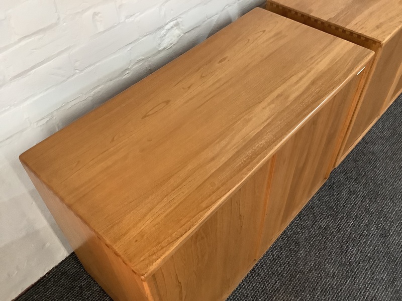 Pair Of Ercol Windsor Sideboard Cabinets In Light Finish.